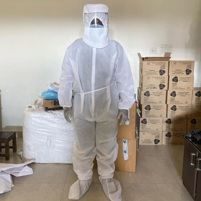 Medical PPE kit (CoverallSuit, Facemask,Hand gloves, Shoeleggings,Hoodcap) - SITRA Certified Coverall